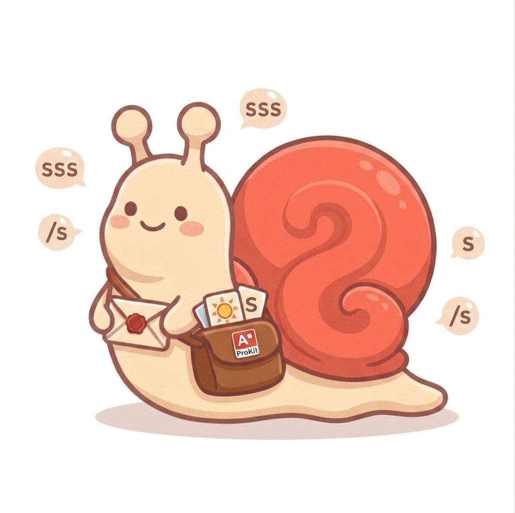 Sammy the snail holding a letter with a sound-mail satchel
